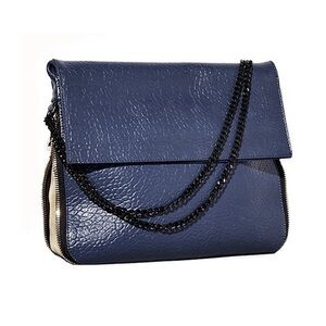 Ampersand As Apostrophe Buffalo Parcel Navy Pebbled Leather Bag NWT